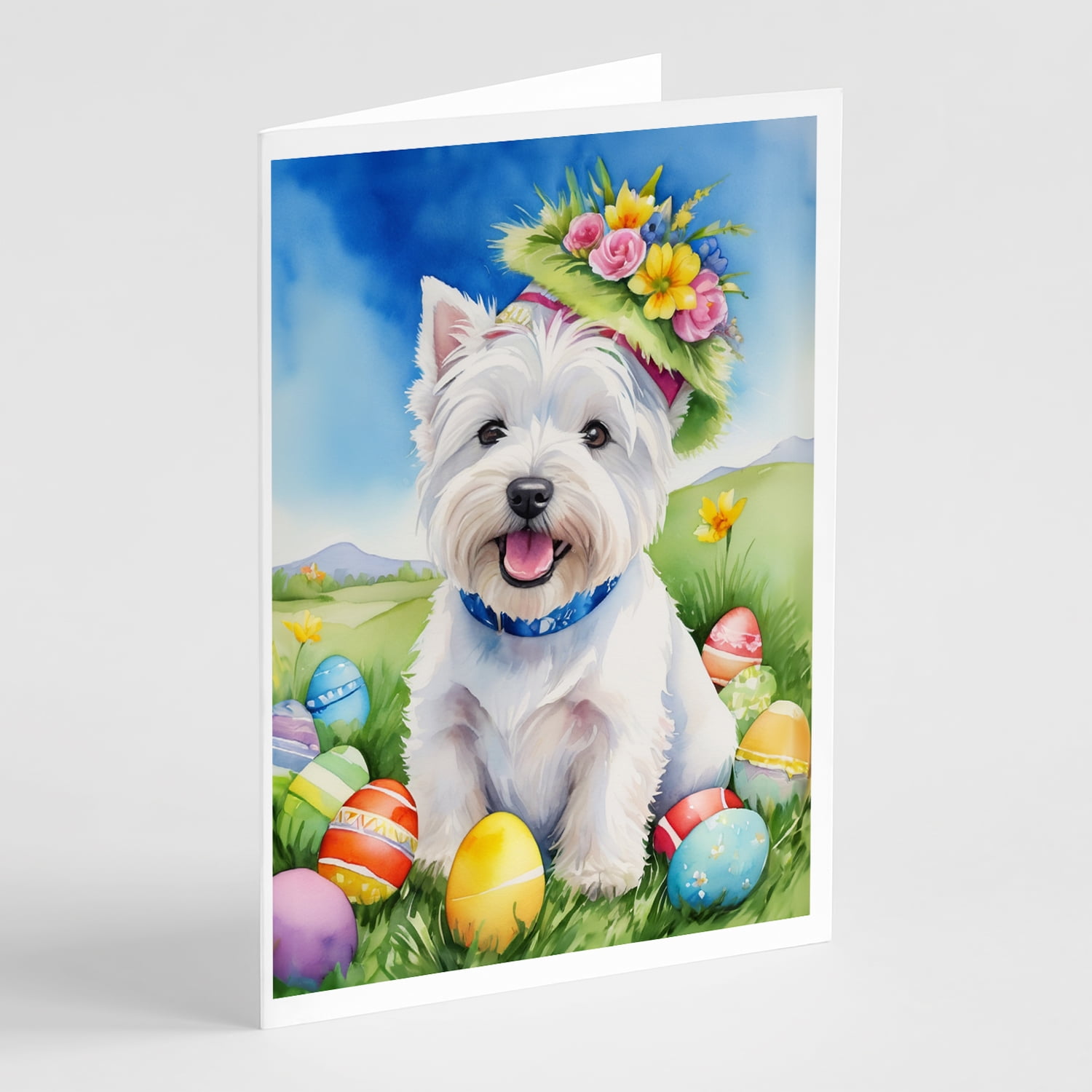 Westie Easter Egg Hunt Greeting Cards Pack of 8 7 in x 5 in