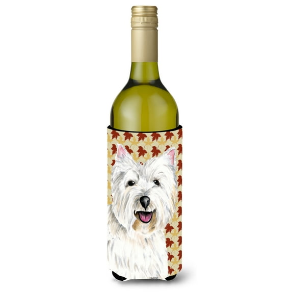 Westie Fall Leaves Portrait Wine Bottle Hugger