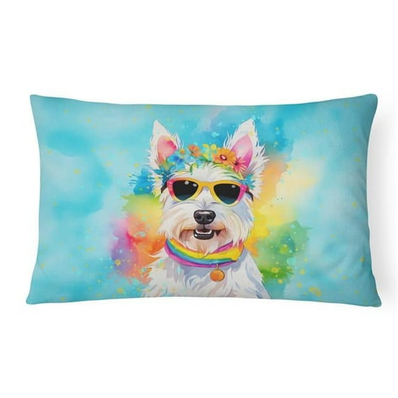 Westie Hippie Dawg Fabric Decorative Pillow DAC2570
