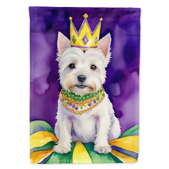 Westie King of Mardi Gras House Flag