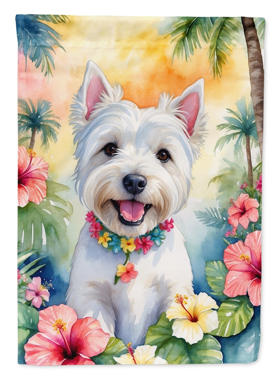 Westie Luau Garden Flag 11.25 in x 15.5 in