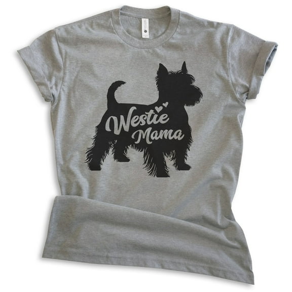 Westie Mama, Unisex Women's Shirt, West Highland White Terrier Owner, Funny Dog Mama Gift, Dark Heather Gray, Large