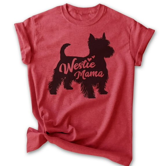 Westie Mama, Unisex Women's Shirt, West Highland White Terrier Owner, Funny Dog Mama Gift, Heather Red, X-Large