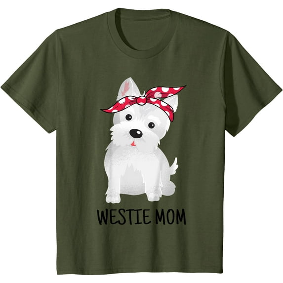 Westie Mom West Highland White Terrier Dog Lovers Gift Unisex T-Shirt for Men Women Kids Toddler,Military Green Color,Size YS