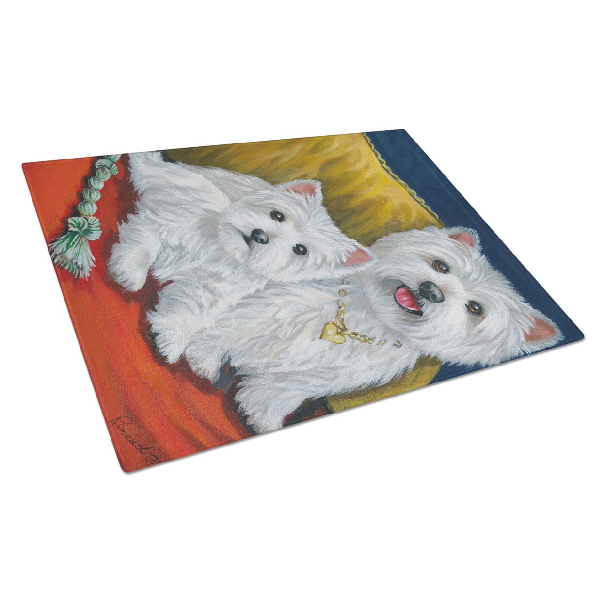 Westie Mom and Pup Glass Cutting Board Large PPP3218LCB