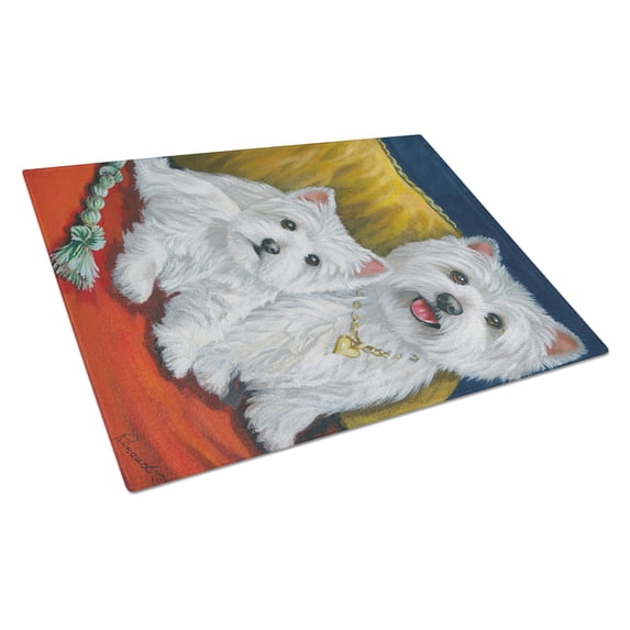 Westie Mom and Pup Glass Cutting Board Large PPP3218LCB