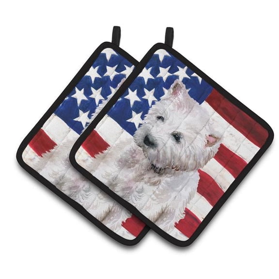Westie Patriotic Pair of Pot Holders