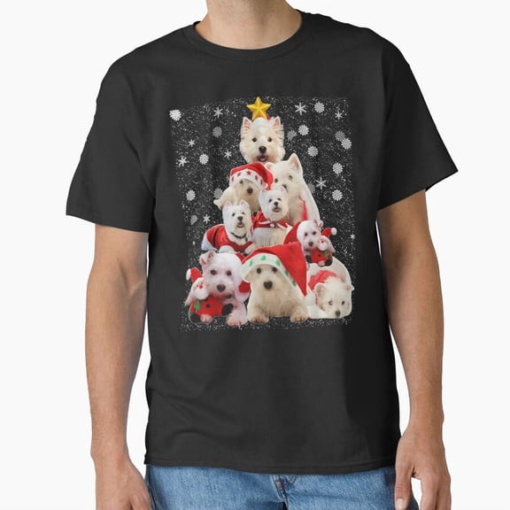 Westie Puppy Christmas Tree Dog Pajamas Pet Animal Lover Gift Unisex T-Shirt, up to Size 5XL