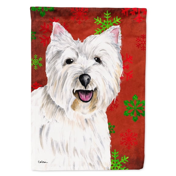 Westie Red and Green Snowflakes Holiday Christmas Garden Flag