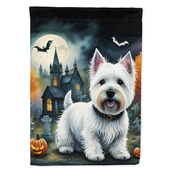 Westie Spooky Halloween House Flag