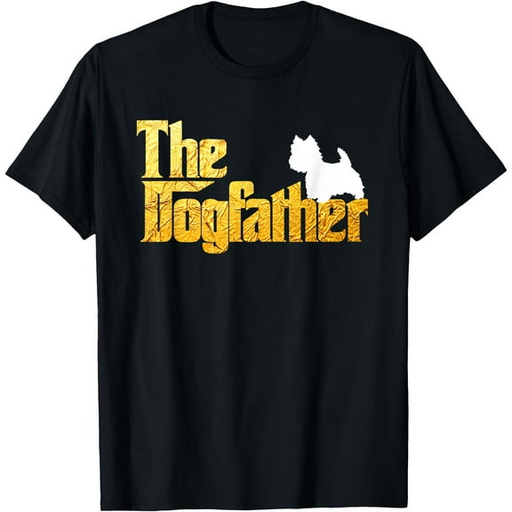 Westie The Dogfather Dog Dad Unisex T-Shirt for Men Women Kids Toddler,Black Color,Size 2XL