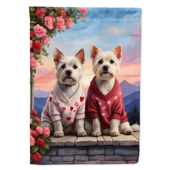 Westie Two Hearts House Flag
