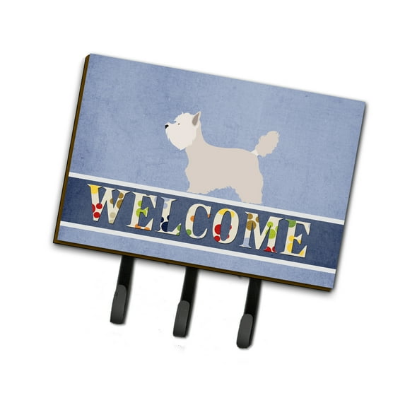 Westie Welcome Leash or Key Holder Blue