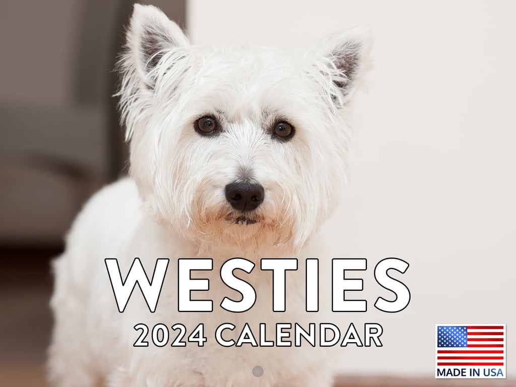 Westie West Highland Terrier Dog Breed Gifts 2024 Wall Calendar Westie