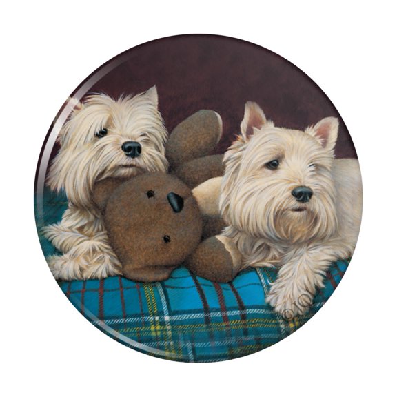 Westie West Highland White Terrier Dogs Teddy Bear Kitchen Refrigerator Locker Button Magnet