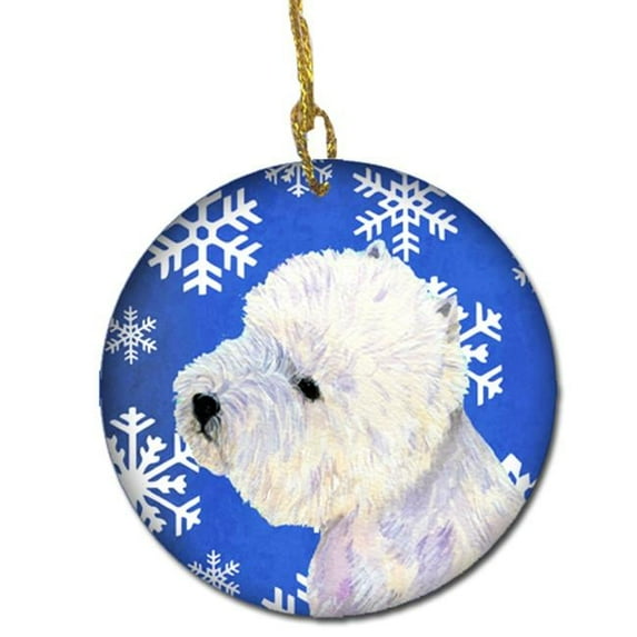 Westie Winter Snowflake Holiday Ceramic Ornament