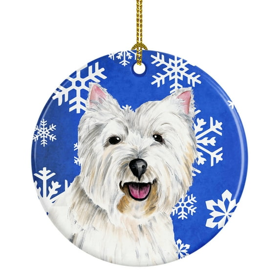 Westie Winter Snowflakes Holiday Ceramic Ornament SC9370