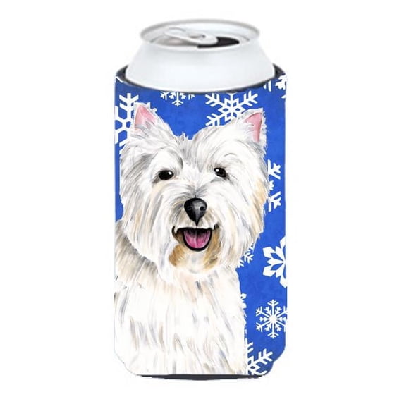 Westie Winter Snowflakes Holiday Tall Boy bottle sleeve Hugger - 22 To 24 oz.