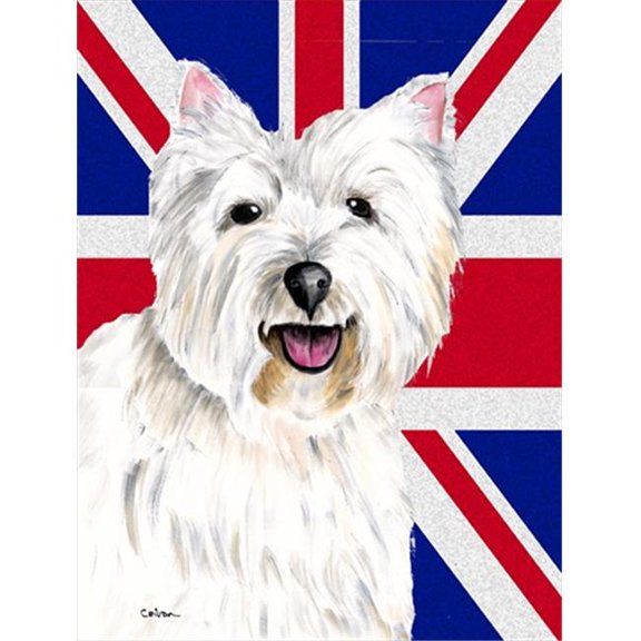 Westie With English Union Jack British Flag Flag Canvas House Size