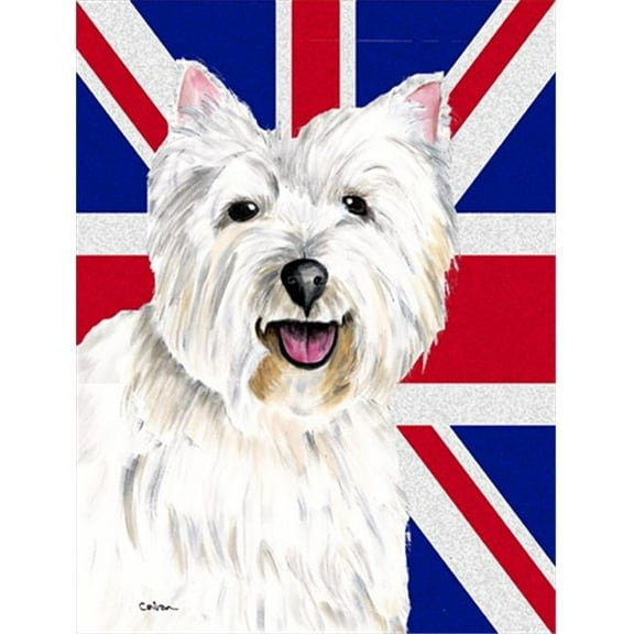 Westie With English Union Jack British Flag Flag Garden Size