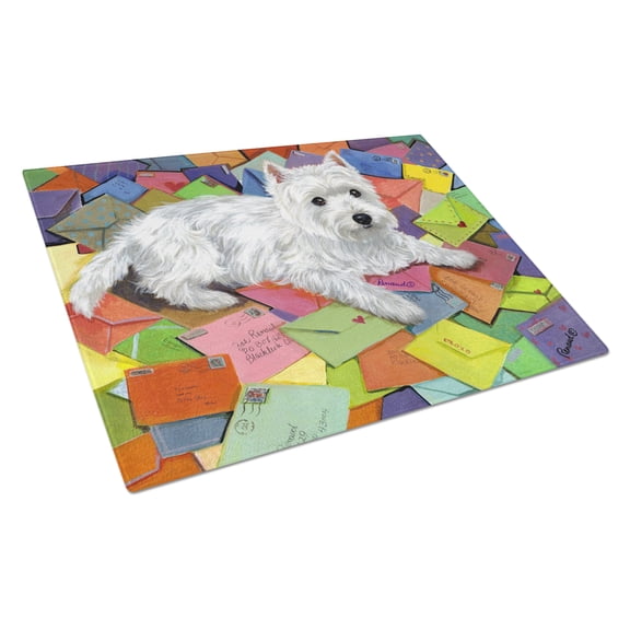 Westie Zoes Mail Glass Cutting Board Large PPP3289LCB