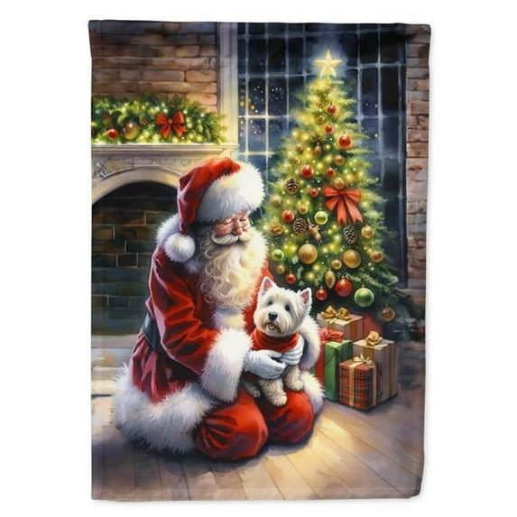 Westie and Santa Claus House Flag 28 in x 40 in