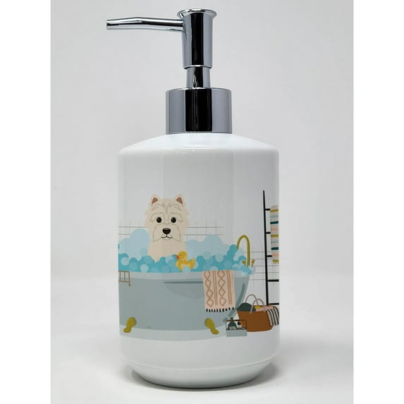 Westie in Bathtub Ceramic Soap Dispenser