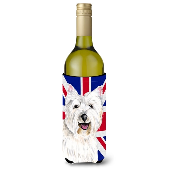 Westie with English Union Jack British Flag Wine Bottle Hugger