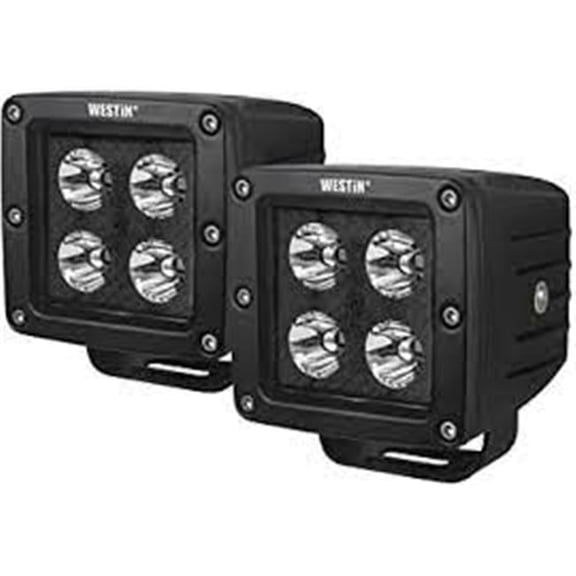 Westin Automotive 3.2 x 3 in. 5W Cree Flood Beam with Black Faceplate Hyperq B-force, Set of 2
