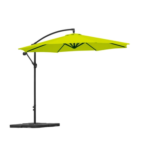 Westin Outdoor 10 Ft Cantilever Offset Umbrella with Base Weights Included for Outdoor Patio UV Weather Resistant, Lime