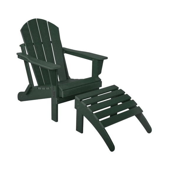 Westin Outdoor 2-Piece Set Plastic Adirondack Chair with Ottoman Footrest Included, Dark Green