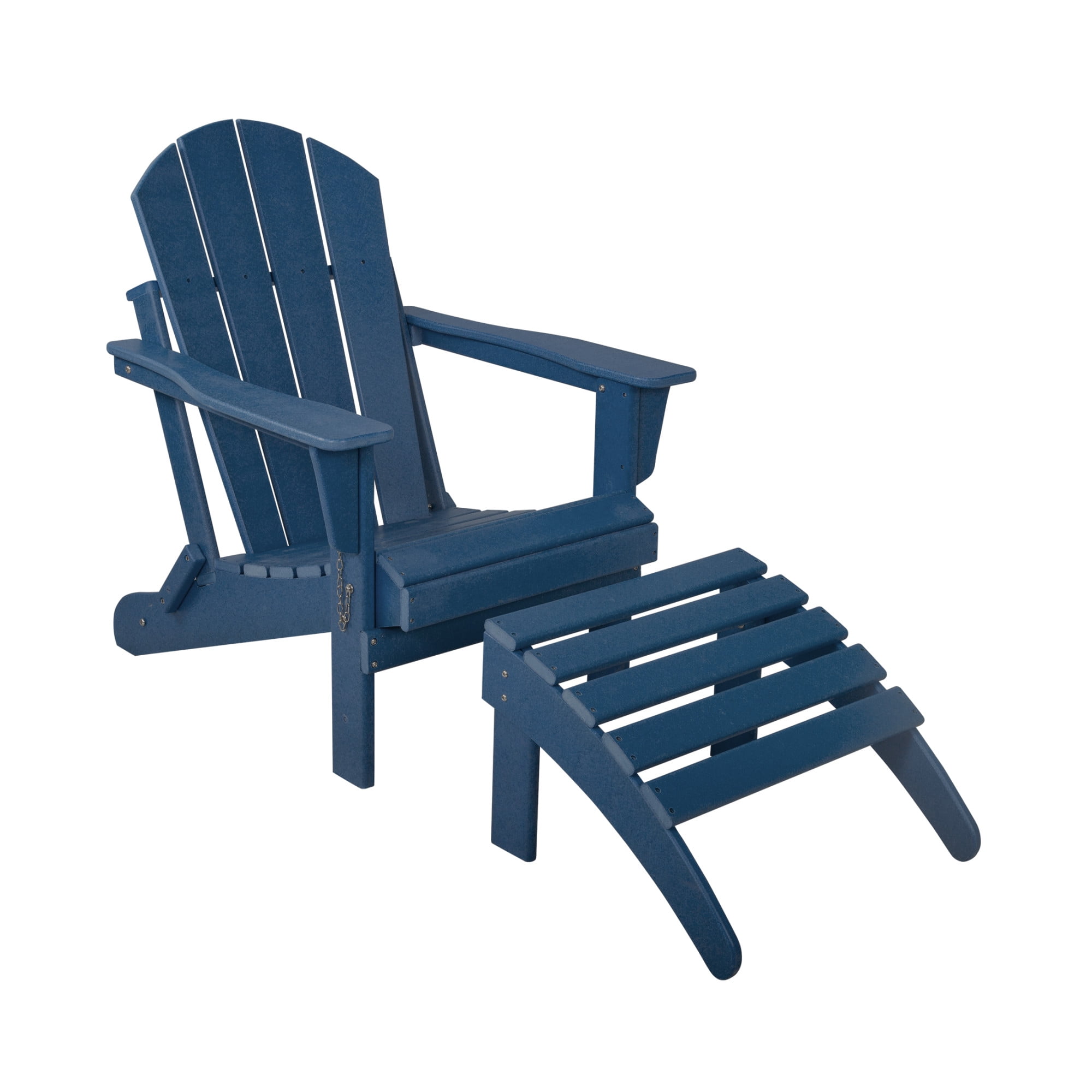 Westin Outdoor 2-Piece Set Plastic Adirondack Chair with Ottoman Footrest Included, Navy Blue