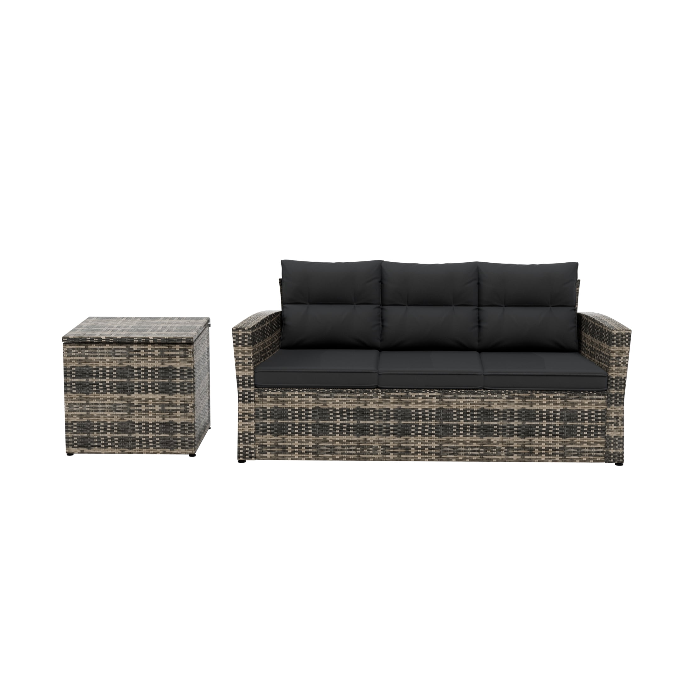 Westin Outdoor 2-Pieces Patio Sofa with Side Table Included Conversation Set PE Rattan Wicker Furniture, Brown/Gray