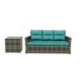 thumbnail image 1 of Westin Outdoor 2-Pieces Patio Sofa with Side Table Included Conversation Set PE Rattan Wicker Furniture, Brown/Turquoise, 1 of 13