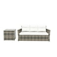 thumbnail image 1 of Westin Outdoor 2-Pieces Patio Sofa with Side Table Included Conversation Set PE Rattan Wicker Furniture, Brown/White, 1 of 13