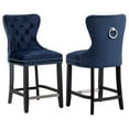 thumbnail image 1 of Westin Outdoor 24" Tufted Velvet Bar Stool (Set of 2), Black/Velvet Navy Blue, 1 of 6