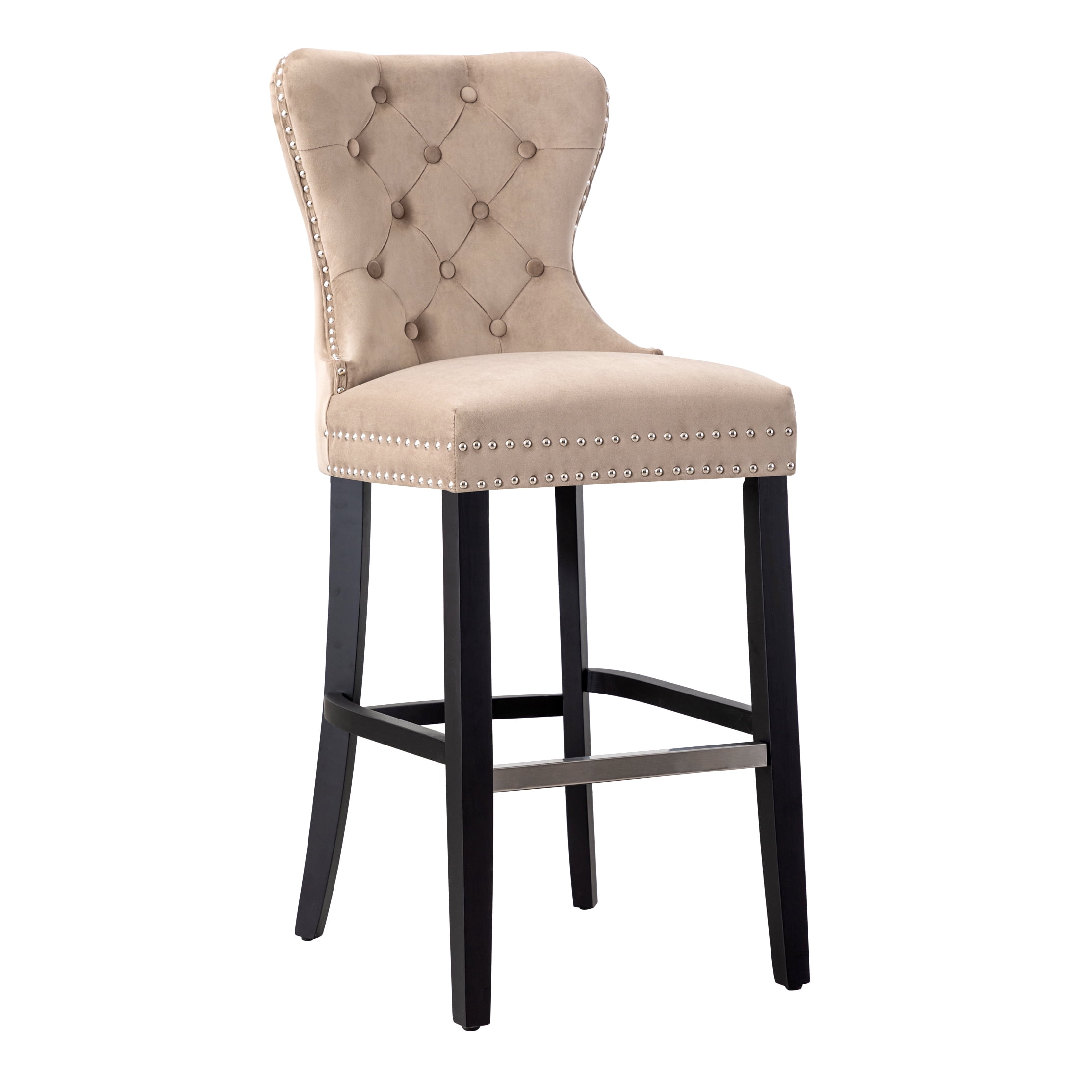 Westin Outdoor 29" Tufted Velvet Counter Stool, Black/Velvet Taupe