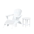 thumbnail image 1 of Westin Outdoor 3-Pieces Adirondack Chair with Ottoman & Side Table Set Included HDPE Plastic UV Weather Resistant, White, 1 of 7