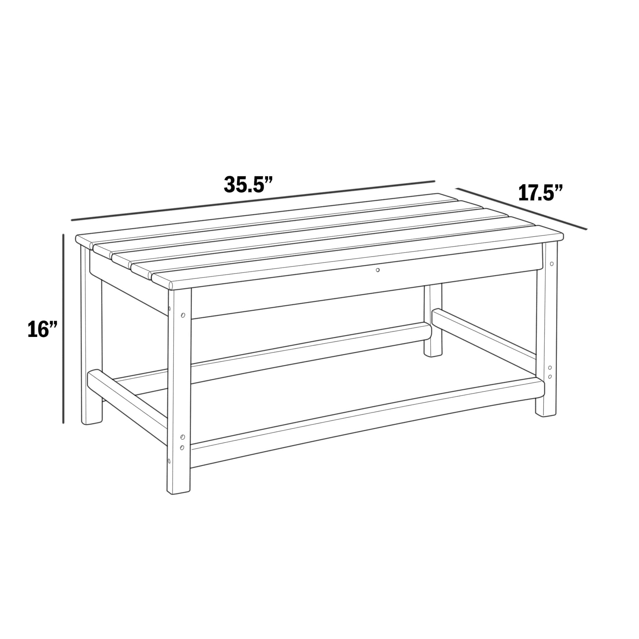 Westin Outdoor 35" Inch Adirondack Coffee Table for Patio Backyard UV Weather Resistant HDPE Plastic, Dark Green