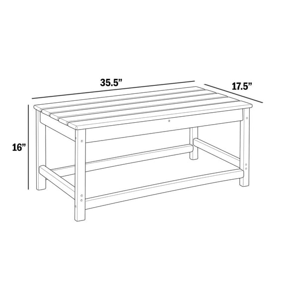 Westin Outdoor 35" Inch Adirondack Coffee Table for Patio Backyard UV Weather Resistant HDPE Plastic, White