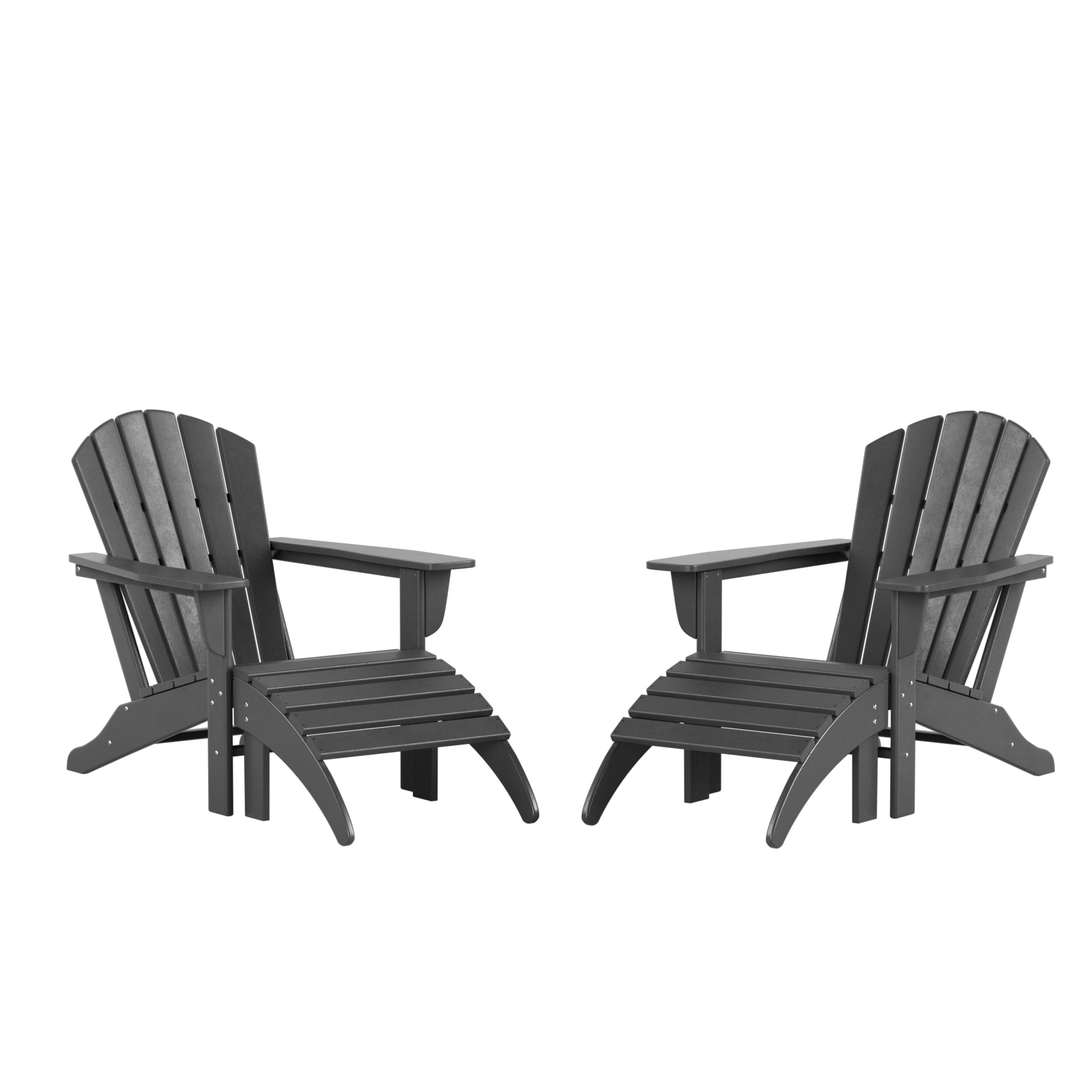 Westin Outdoor 4-Piece Adirondack Patio Chairs with Ottoman Footrest Set, Gray