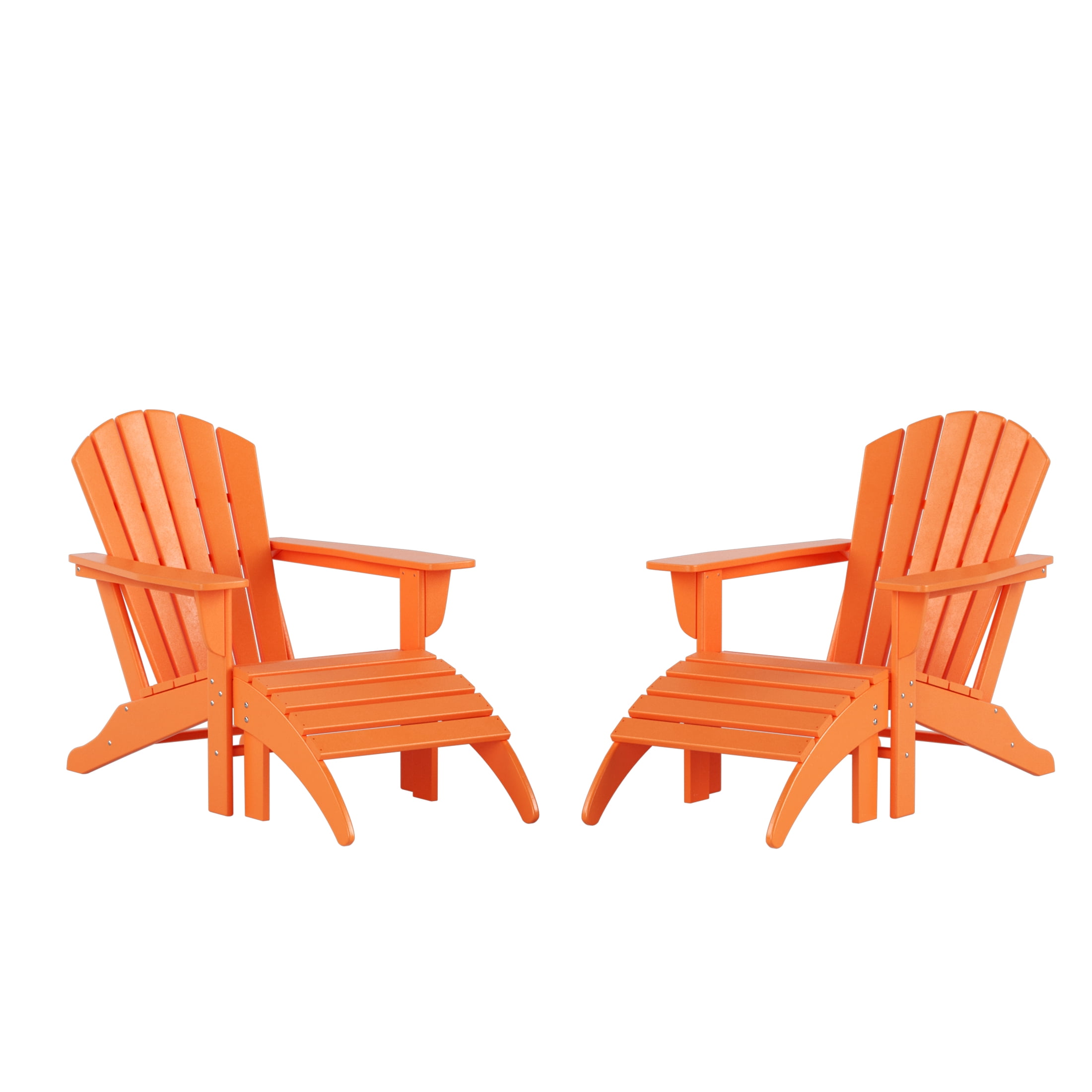 Westin Outdoor 4-Piece Adirondack Patio Chairs with Ottoman Footrest Set, Orange
