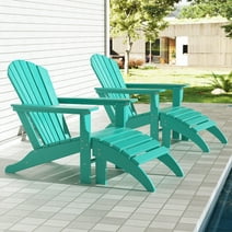 Westin Outdoor 4-Piece Adirondack Patio Chairs with Ottoman Footrest Set, Turquoise