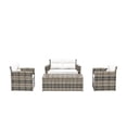 thumbnail image 1 of Westin Outdoor 4-Piece Patio Conversation Sofa Set with Back Cushion PE Rattan Wicker, Brown/White, 1 of 12