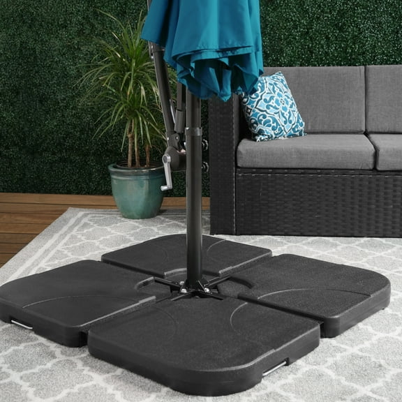 Westin Outdoor 4-Piece Universal Standard Cross Base Umbrella Weights for Cantilever Patio Umbrella, Black