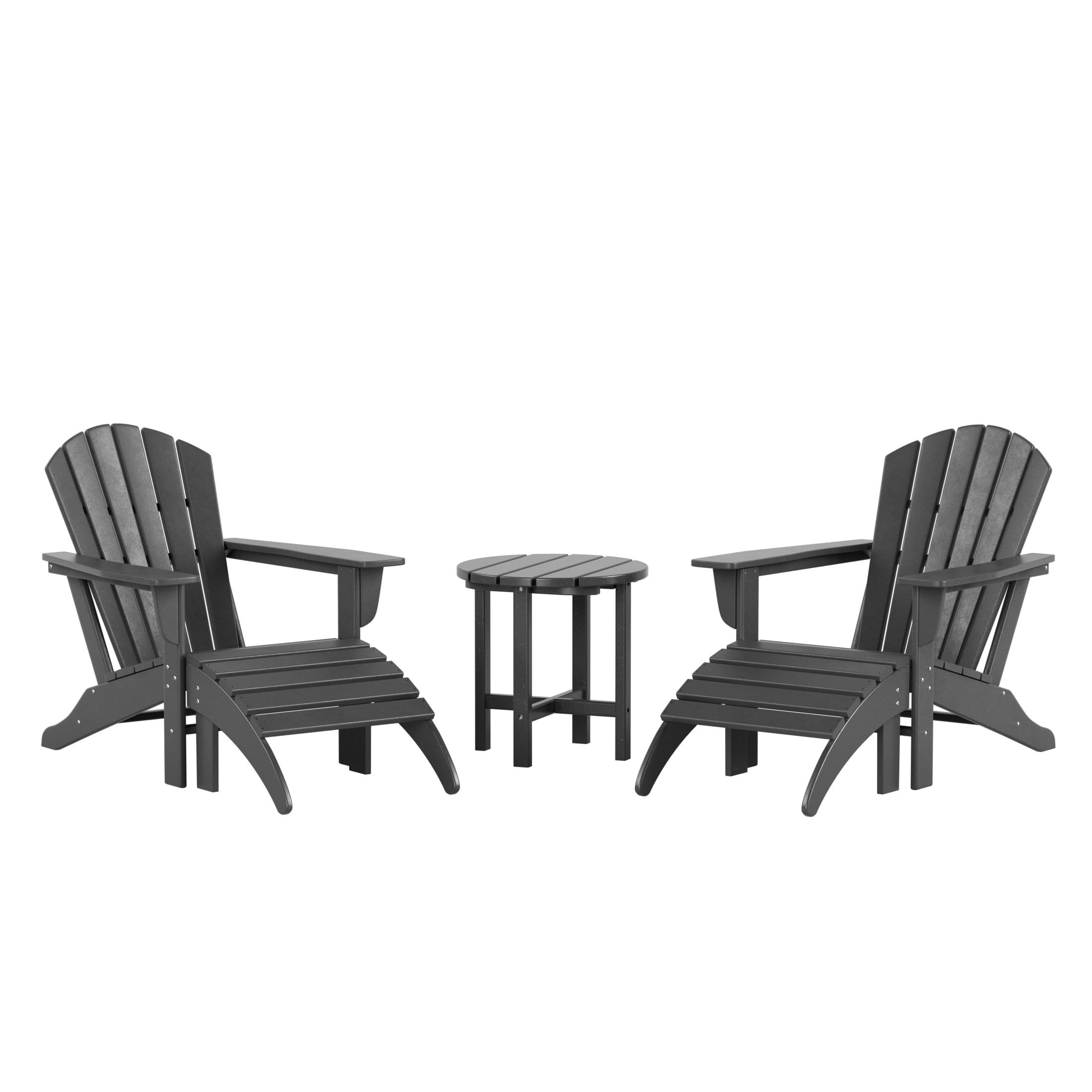 Westin Outdoor 5-Pieces Adirondack Patio Chat Seating Set with Ottoman & Side Table Included, Gray