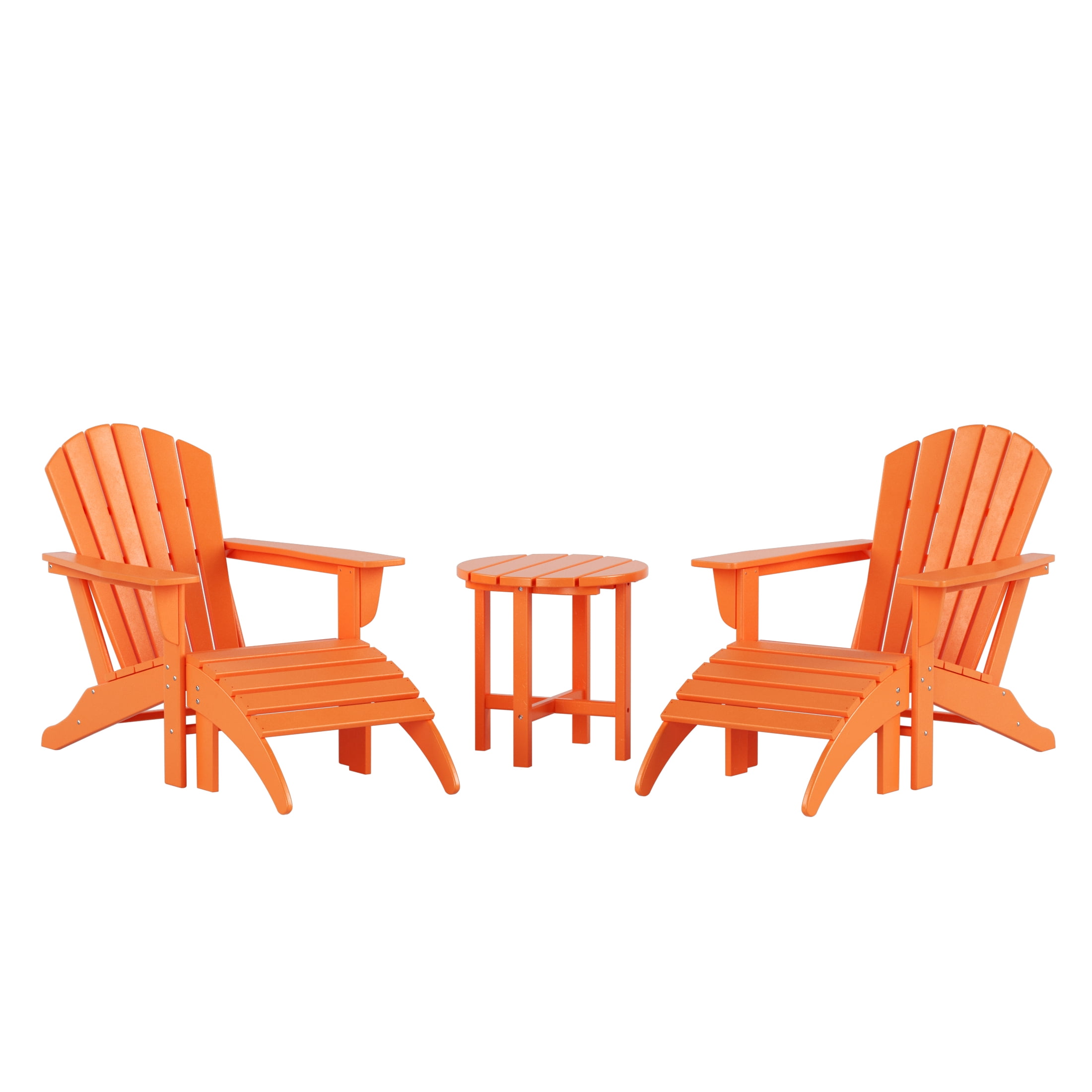 Westin Outdoor 5-Pieces Adirondack Patio Chat Seating Set with Ottoman & Side Table Included, Orange