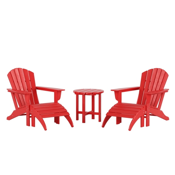 Westin Outdoor Classic 5-Piece Plastic Weather Resistant Outdoor Chat Sets, Red