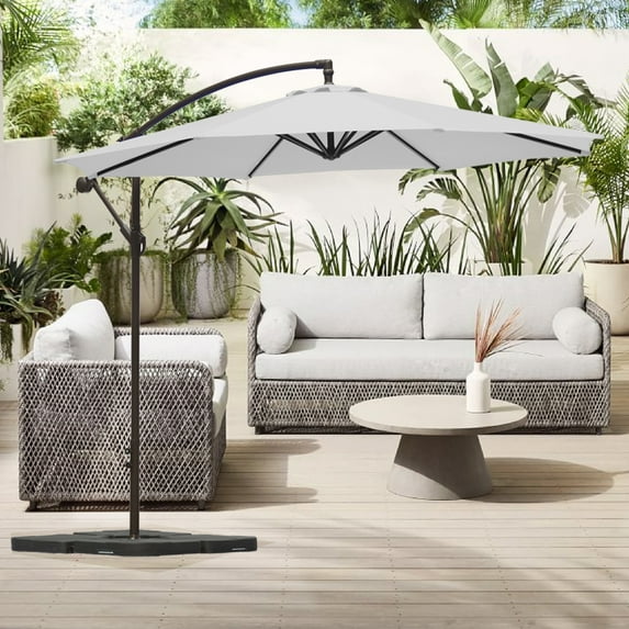 Westin Outdoor 50 Lbs White Patio Offset Cantilever Umbrella with Base