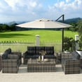 thumbnail image 1 of Westin Outdoor 6-Pieces Sofa Conversation Set PE Rattan Wicker Furniture, Brown/Gray, 1 of 11